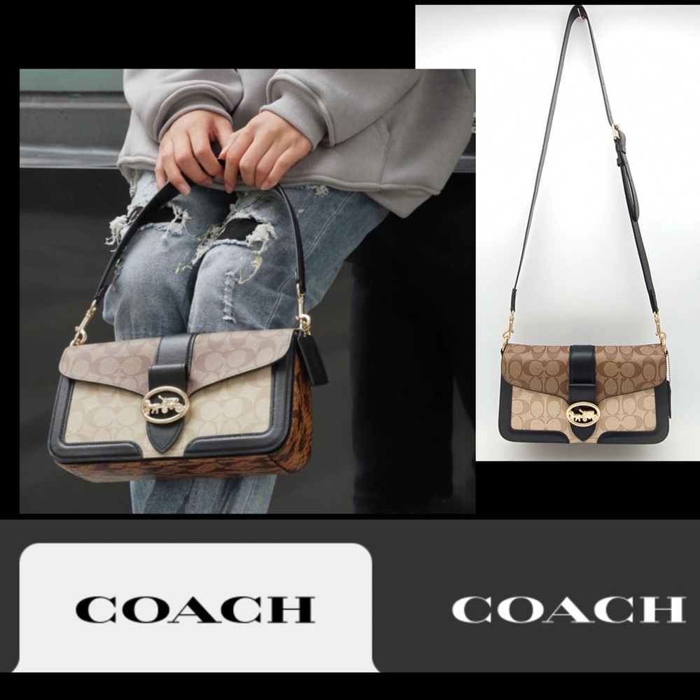 RARE🔥Coach Georgie Shoulder Bag in Blocked Signature Canvas🔥